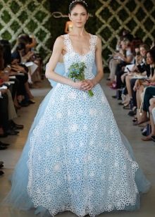 Blue and white wedding dress