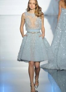 Short blue wedding dress