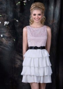 Short multi-tiered wedding dress from the EUROPE COLLECTION collection