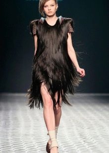 Short black hair evening dress