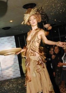 Beige hair evening dress
