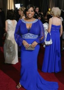 Evening dress with a deep neckline for plump