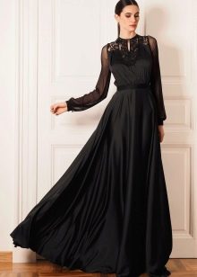 Black festive evening dress to the floor