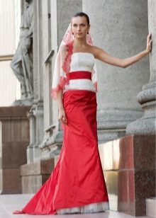Wedding dress with red skirt