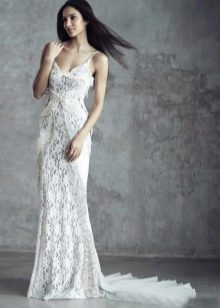 Lace wedding dress with train