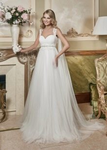 Wedding dress with chiffon empire train