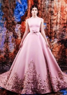 Colored a-line wedding dress with train