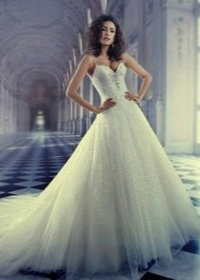 Wedding dress with train and rhinestones