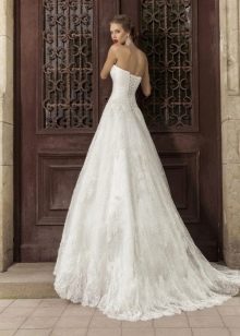 A-line wedding dress with a train in Provence style