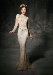Robe de mariée poisson avec manche en dentelle