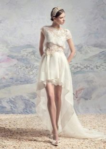 Robe de mariée à manches courtes, courte