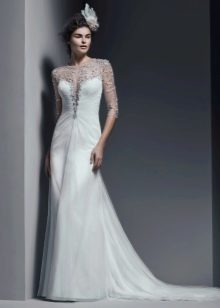 Wedding dress with sheer sleeves