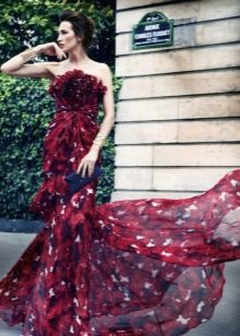 Red retro chiffon dress