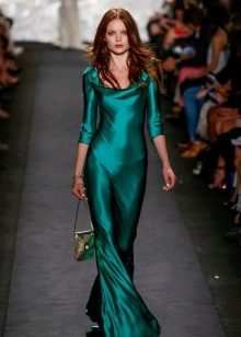 Green silk evening dress