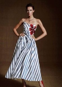 Robe de soirée midi blanche et noire