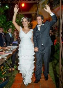 Knitted wedding dress tiered crochet