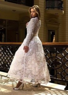 Lush knitted crochet wedding dress
