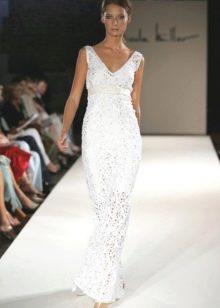 Runway knitted crochet wedding dress
