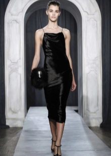 Velvet midi dress with straps
