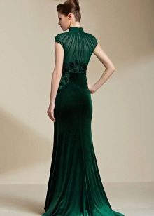 Green velvet dress with chiffon