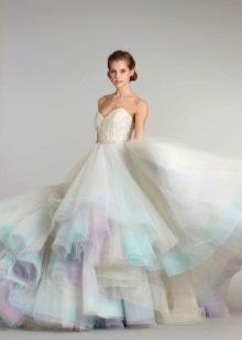 White and blue wedding dress with lilac