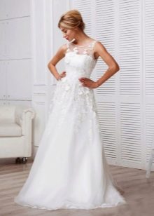 White wedding dress with flowers
