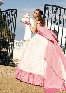 White and pink wedding dress