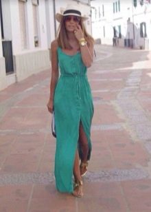 Μακρύ casual τιρκουάζ φόρεμα