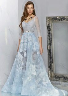 blue sheer evening dress
