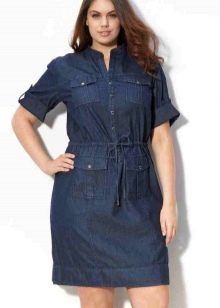 Short denim dress for chubby