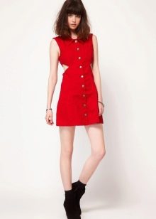 Red denim dress