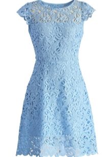 Evening blue dress with sleeves