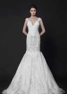 Wedding dress with corset straps