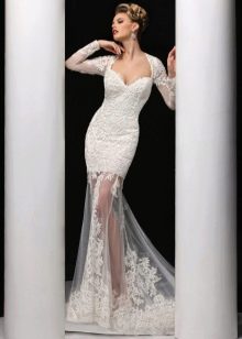 Mermaid wedding dress with sheer skirt