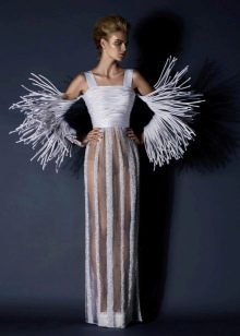 Unusual Evening Dress by Jean Louis Sabaji with Sleeves