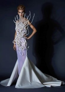 Unusual evening dress by Jean Louis Sabaji with train