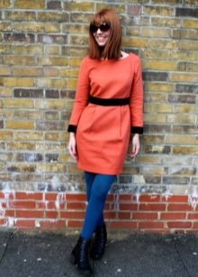 Blue with orange dress