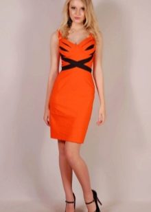 Orange dress combined with black