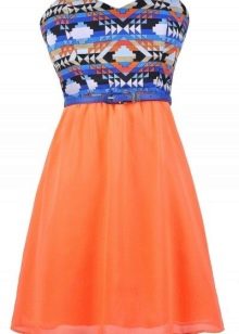 Blue with orange dress