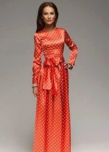 Orange dress with white polka dots