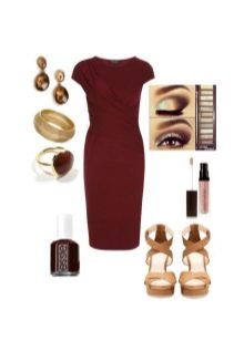 Makeup and accessories for an eggplant-colored dress
