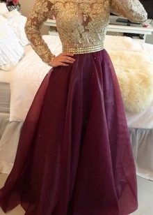 Eggplant dress with gold top