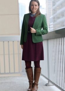 Marsala dress combined with green