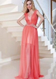 Satin dress with chiffon