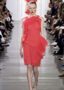Pink chiffon dress with ruffles