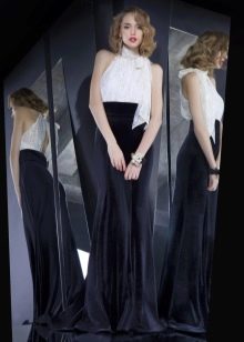 velvet and chiffon halter dress