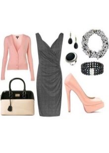 Pink accessories for a gray dress