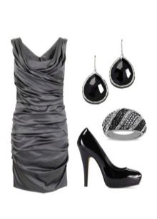 Gray dress with black embellishments