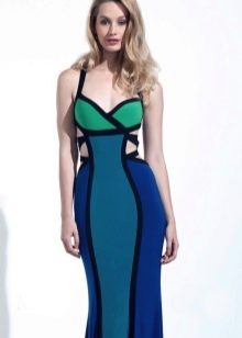 Navy blue dress with green inserts