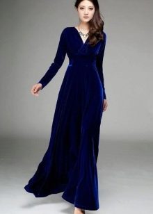 Navy blue velvet dress